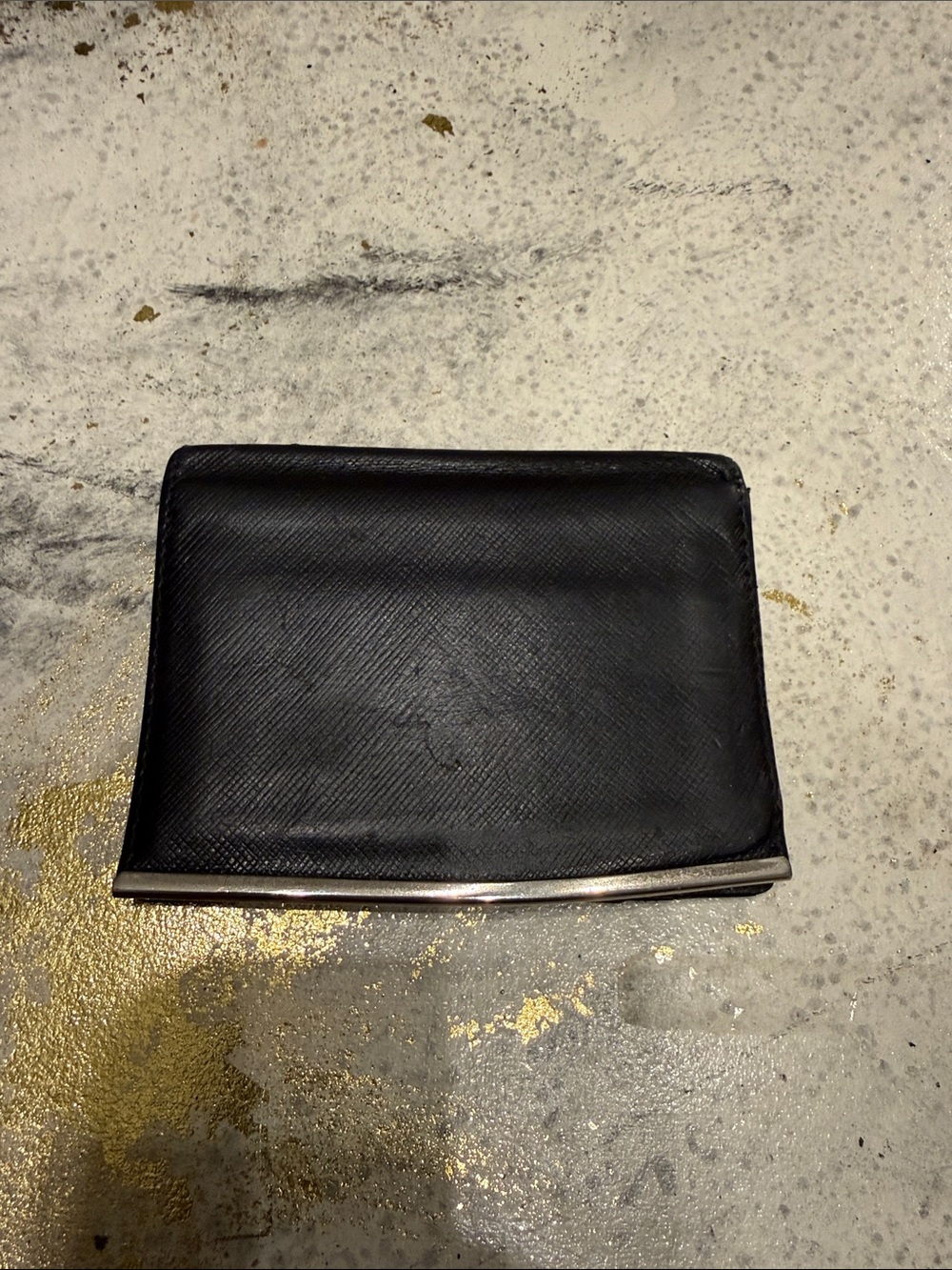 Salvatore Ferragamo Black Leather wallet with Silver Accent
